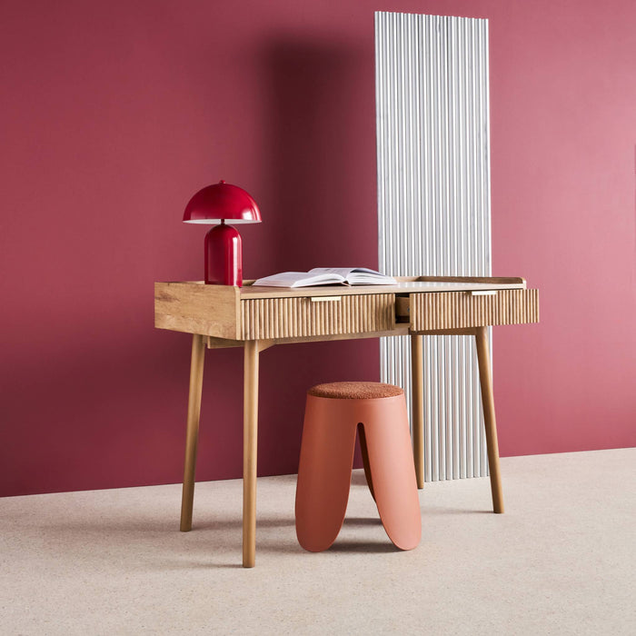 Scrivania effetto legno di mango scanalato 2 cassetti