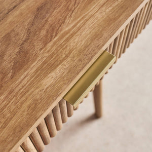 Scrivania effetto legno di mango scanalato 2 cassetti