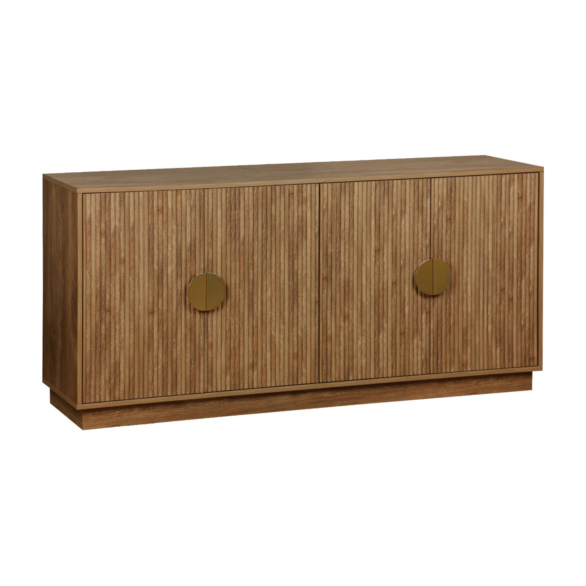 Credenza esotica effetto legno di mango a 4 ante, 160cm