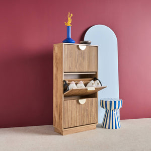 Scarpiera effetto legno di mango scanalato 3 cassetti