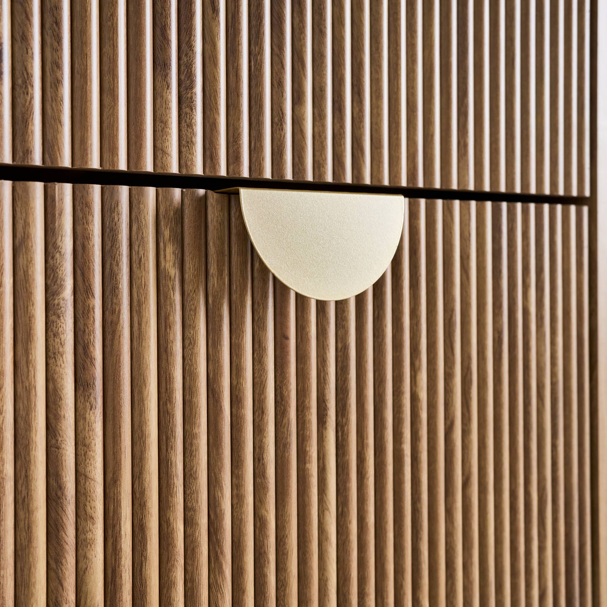 Scarpiera effetto legno di mango scanalato 3 cassetti