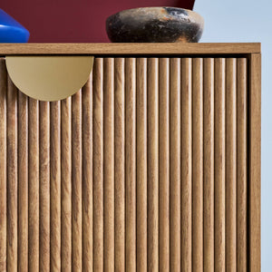 Scarpiera effetto legno di mango scanalato 3 cassetti