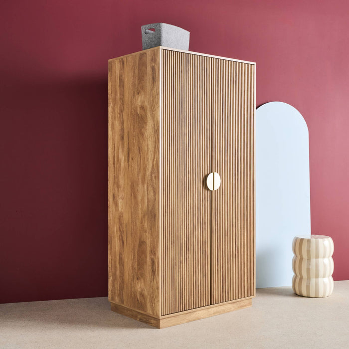 Armadio effetto legno di mango scanalato 2 ante