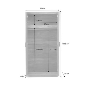 Armadio effetto legno di mango scanalato 2 ante