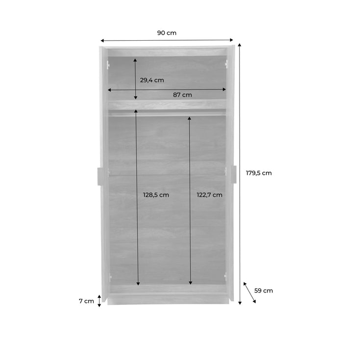 Armadio effetto legno di mango scanalato 2 ante