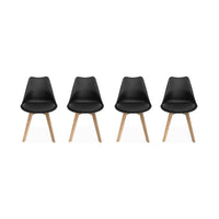 Set 4 sedie scandinave imbottite, gambe in legno , nero