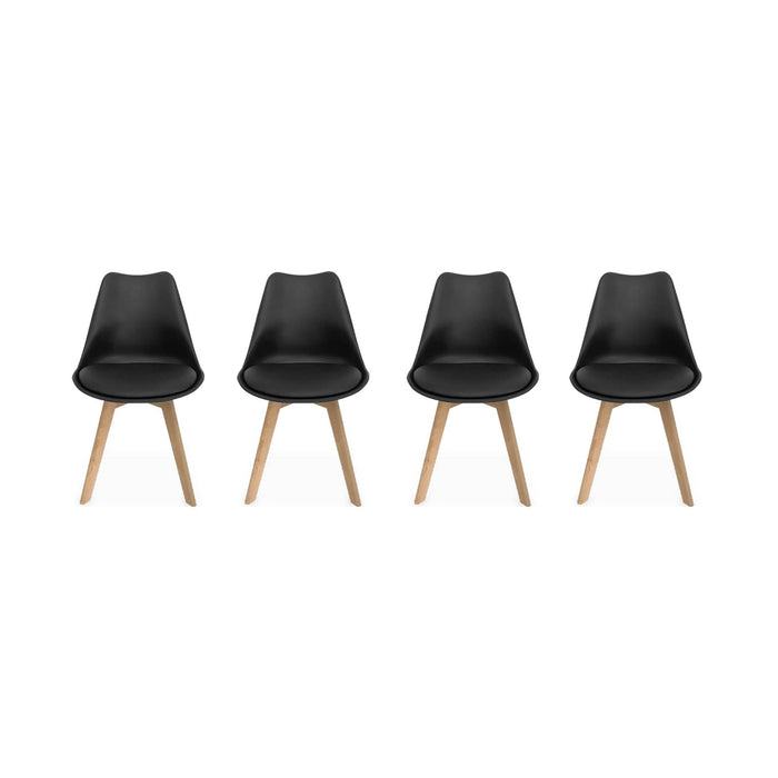 Set 4 sedie scandinave imbottite, gambe in legno , nero
