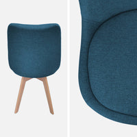 Set di 4 sedie scandinave in legno di faggio e tessuto semplice, blu
