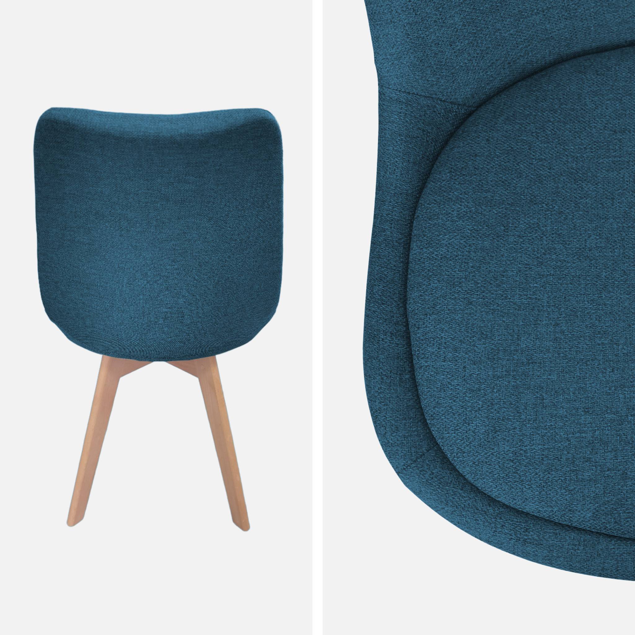 Set di 4 sedie scandinave in legno di faggio e tessuto semplice, blu