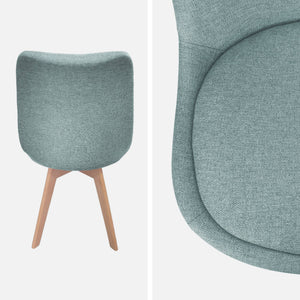 Set di 4 sedie scandinave in legno di faggio e tessuto semplice, blu