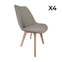Set di 4 sedie scandinave in legno di faggio e tessuto semplice,