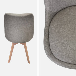 Set di 4 sedie scandinave in legno di faggio e tessuto semplice,