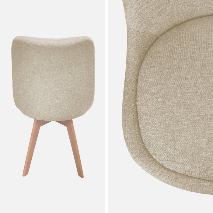 Set di 4 sedie scandinave in legno di faggio e tessuto semplice, talpa