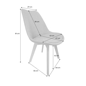 Set di 4 sedie scandinave in legno di faggio e tessuto semplice, talpa
