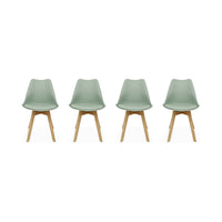 Set di 4 sedie scandinave imbottite, con gambe in legno per sala da