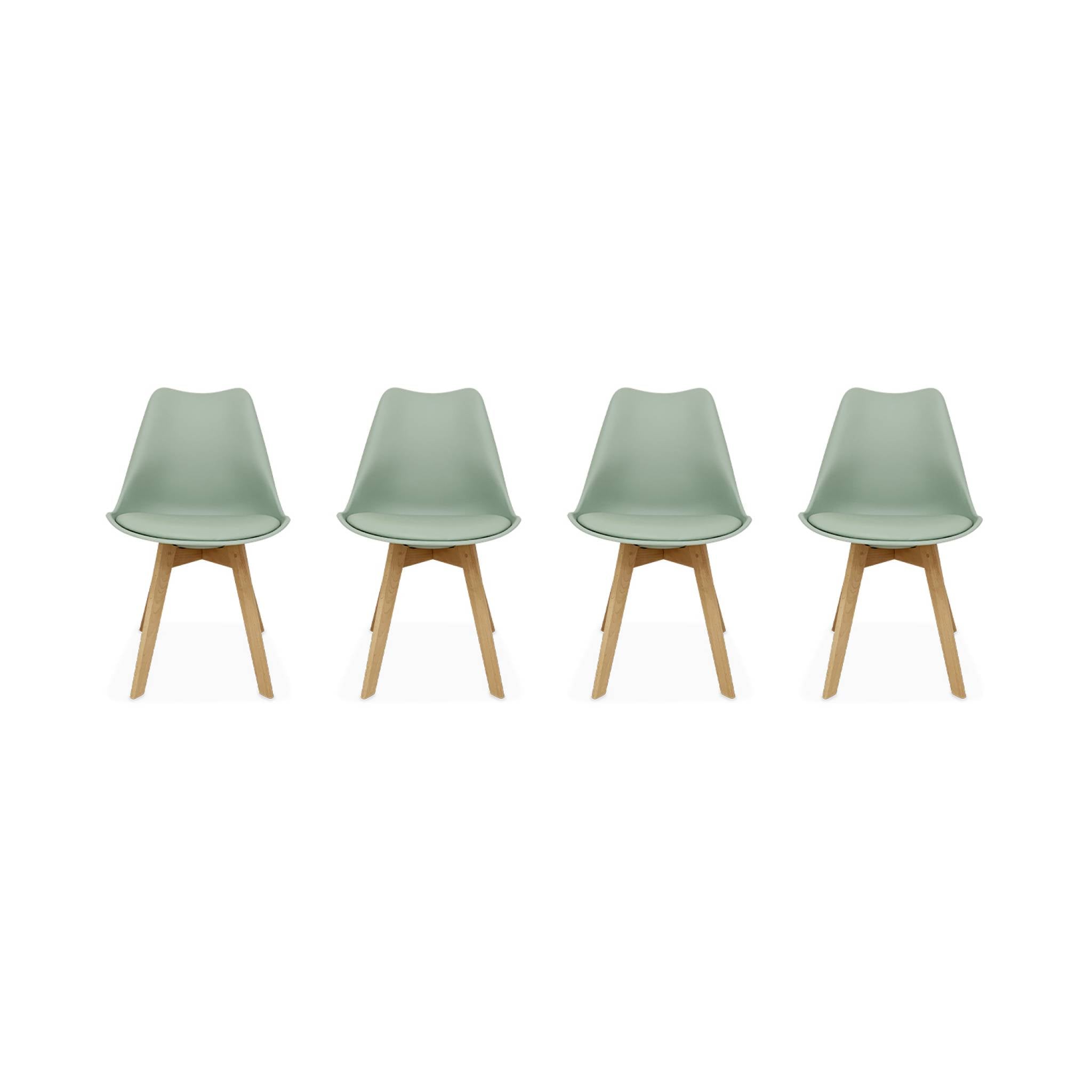 Set di 4 sedie scandinave imbottite, con gambe in legno per sala da