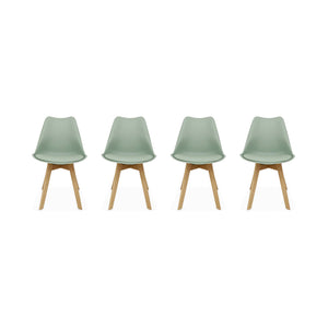 Set di 4 sedie scandinave imbottite, con gambe in legno per sala da