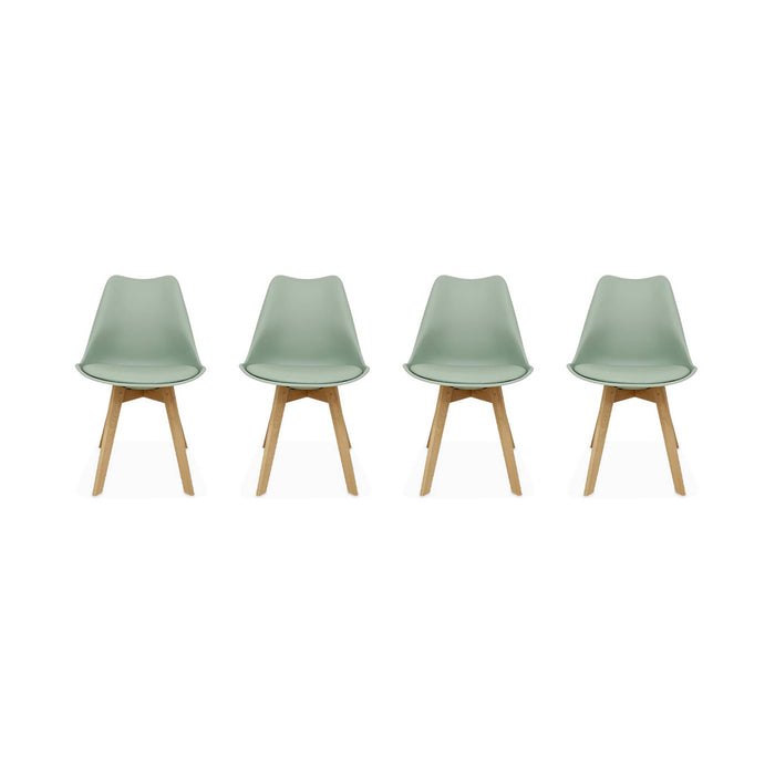 Set di 4 sedie scandinave imbottite, con gambe in legno per sala da