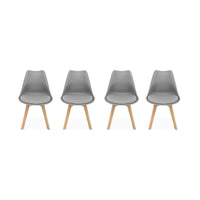 Set 4 sedie scandinave imbottite, gambe in legno , grigio