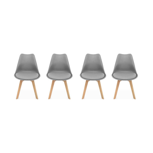 Set 4 sedie scandinave imbottite, gambe in legno , grigio