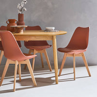 Set 4 sedie scandinave imbottite, gambe in legno , terracotta