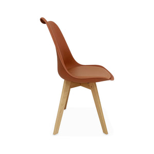 Set 4 sedie scandinave imbottite, gambe in legno , terracotta