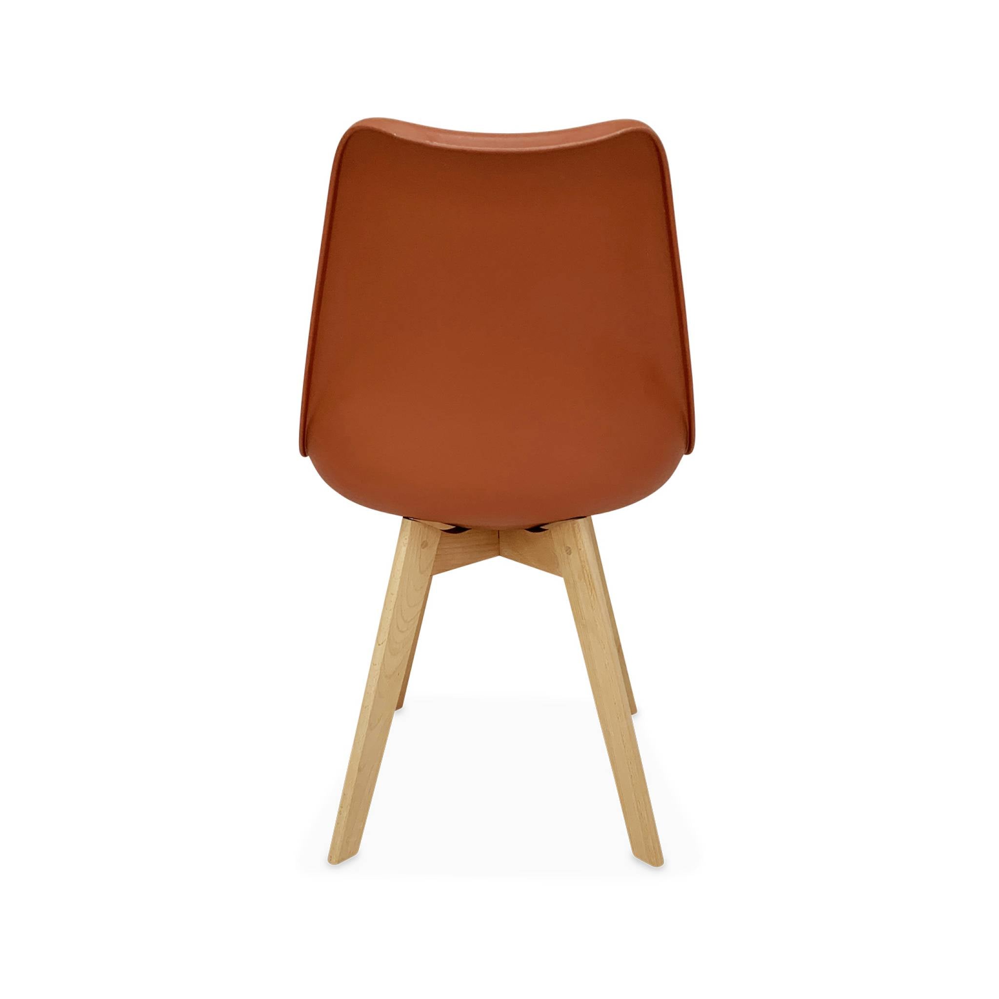 Set 4 sedie scandinave imbottite, gambe in legno , terracotta