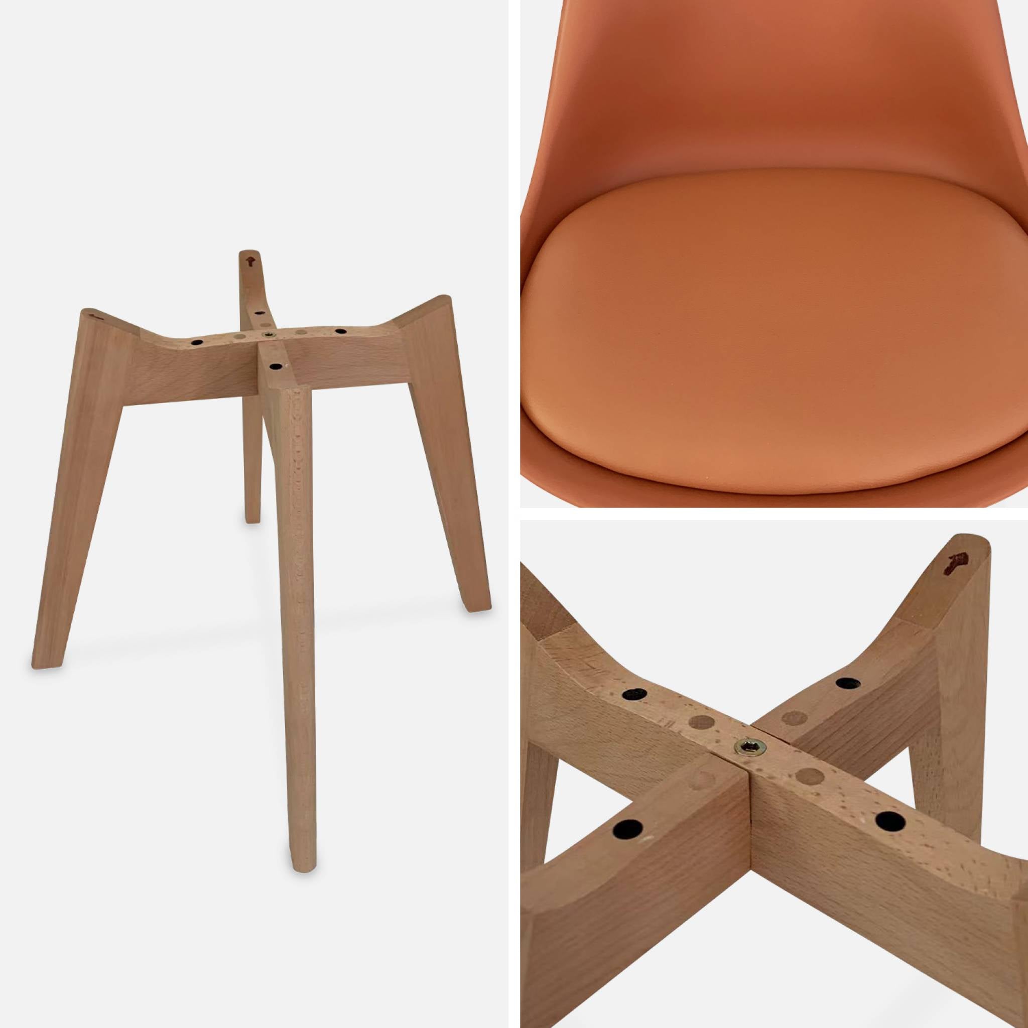 Set 4 sedie scandinave imbottite, gambe in legno , terracotta
