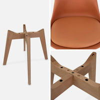 Set 4 sedie scandinave imbottite, gambe in legno , terracotta