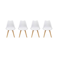 Set 4 sedie scandinave imbottite, gambe in legno , bianco