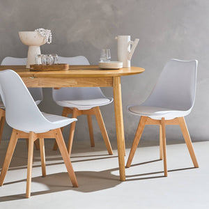 Set 4 sedie scandinave imbottite, gambe in legno , bianco