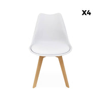Set 4 sedie scandinave imbottite, gambe in legno , bianco