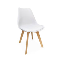 Set 4 sedie scandinave imbottite, gambe in legno , bianco