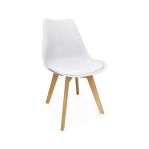 Set 4 sedie scandinave imbottite, gambe in legno , bianco