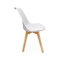 Set 4 sedie scandinave imbottite, gambe in legno , bianco