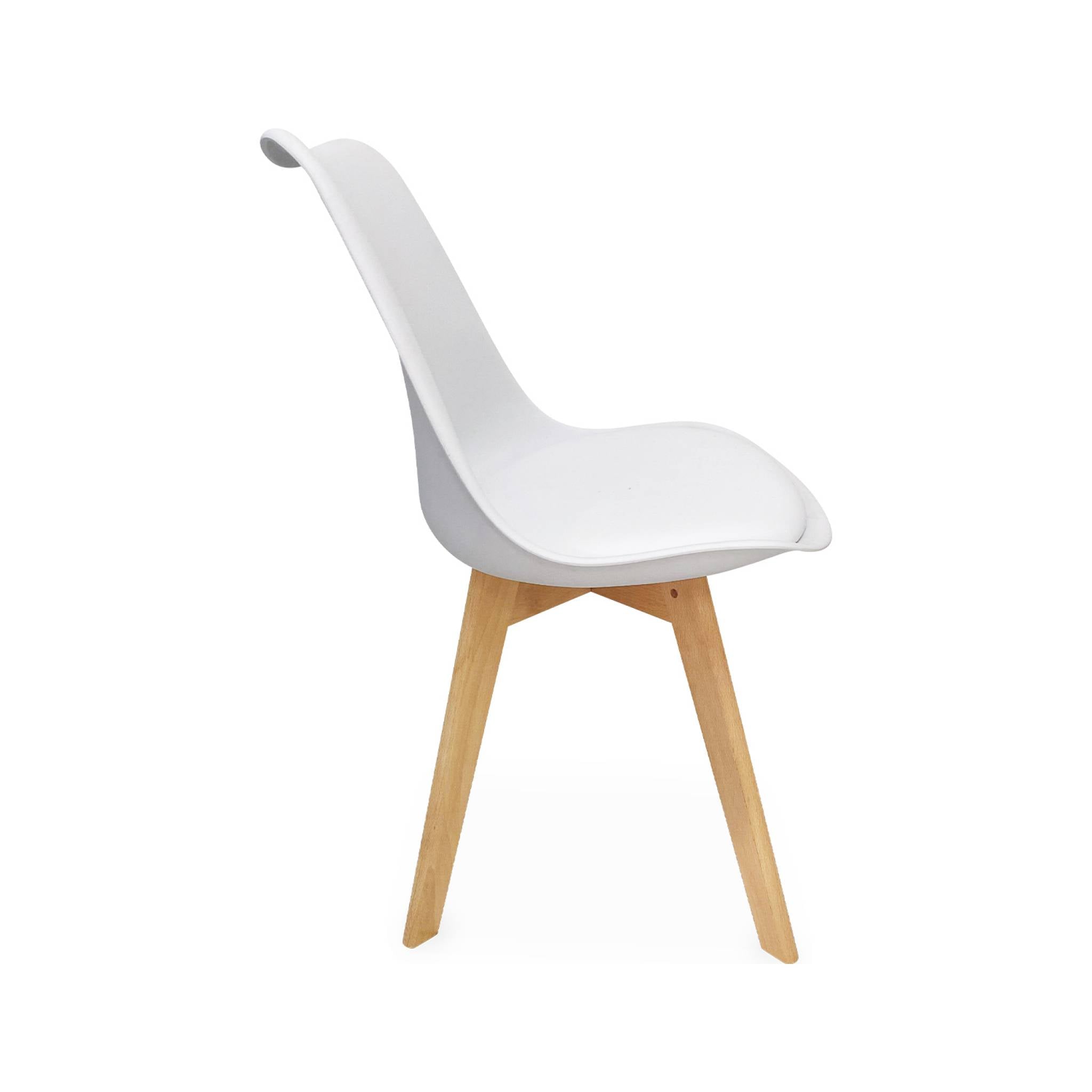 Set 4 sedie scandinave imbottite, gambe in legno , bianco