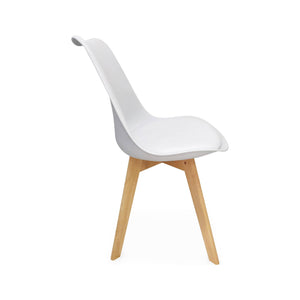 Set 4 sedie scandinave imbottite, gambe in legno , bianco