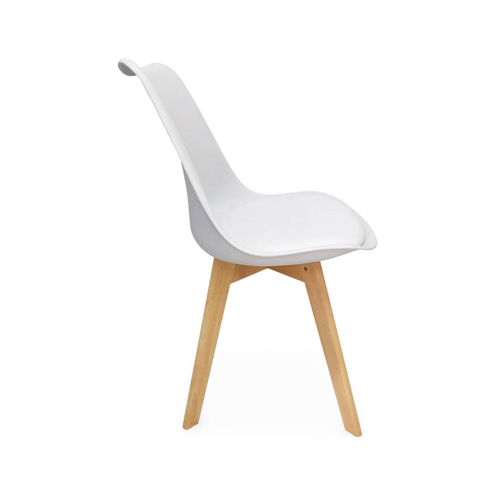 Set 4 sedie scandinave imbottite, gambe in legno , bianco