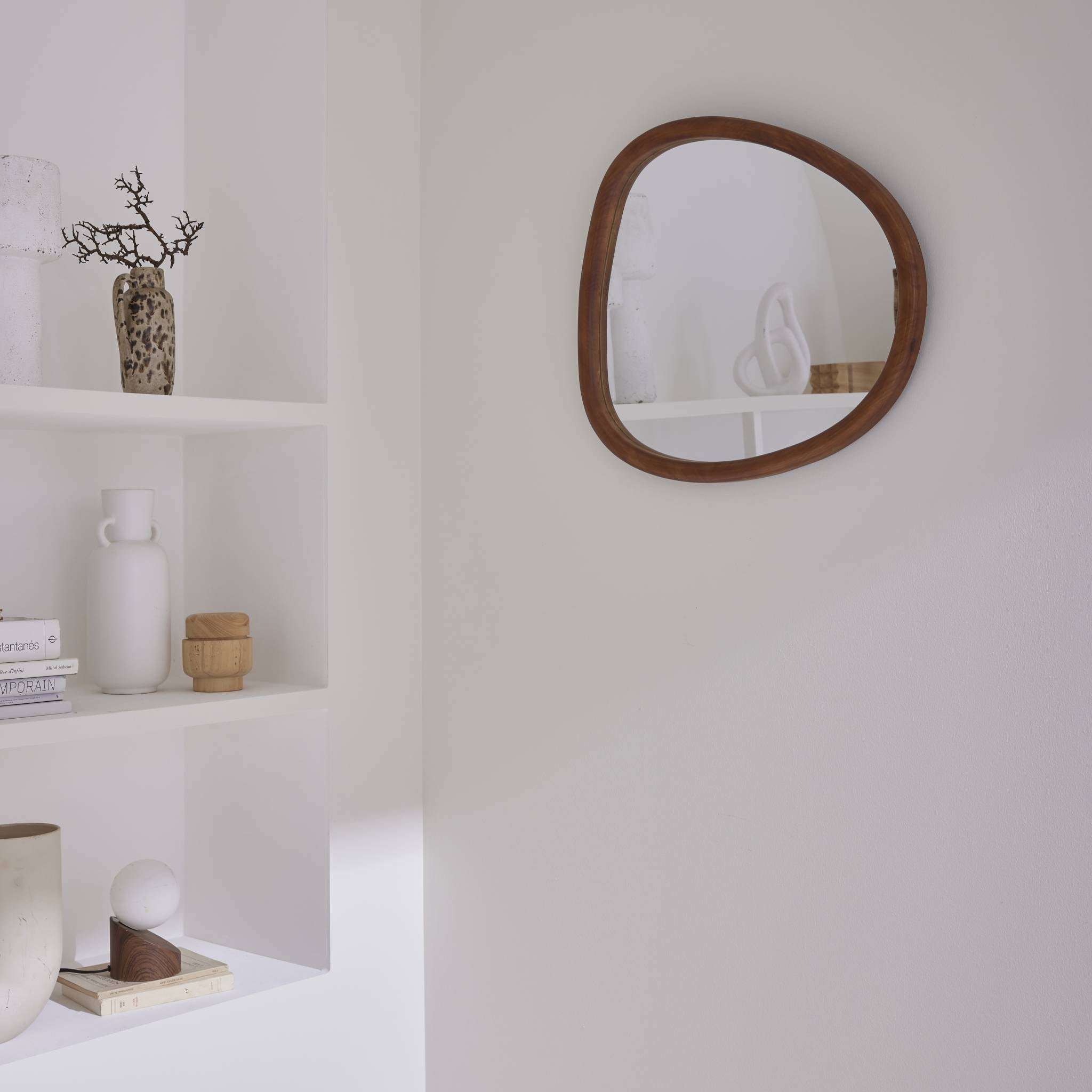 Specchio in legno di abete, 55cm, marrone