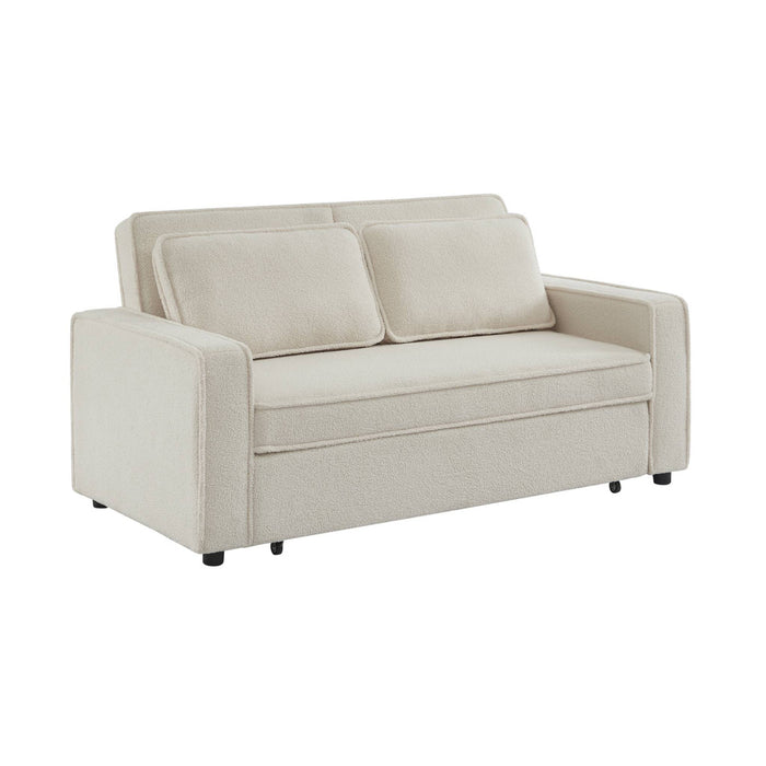 Divano letto bouclé a 3 posti, crema