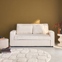 Divano letto bouclé a 3 posti, crema