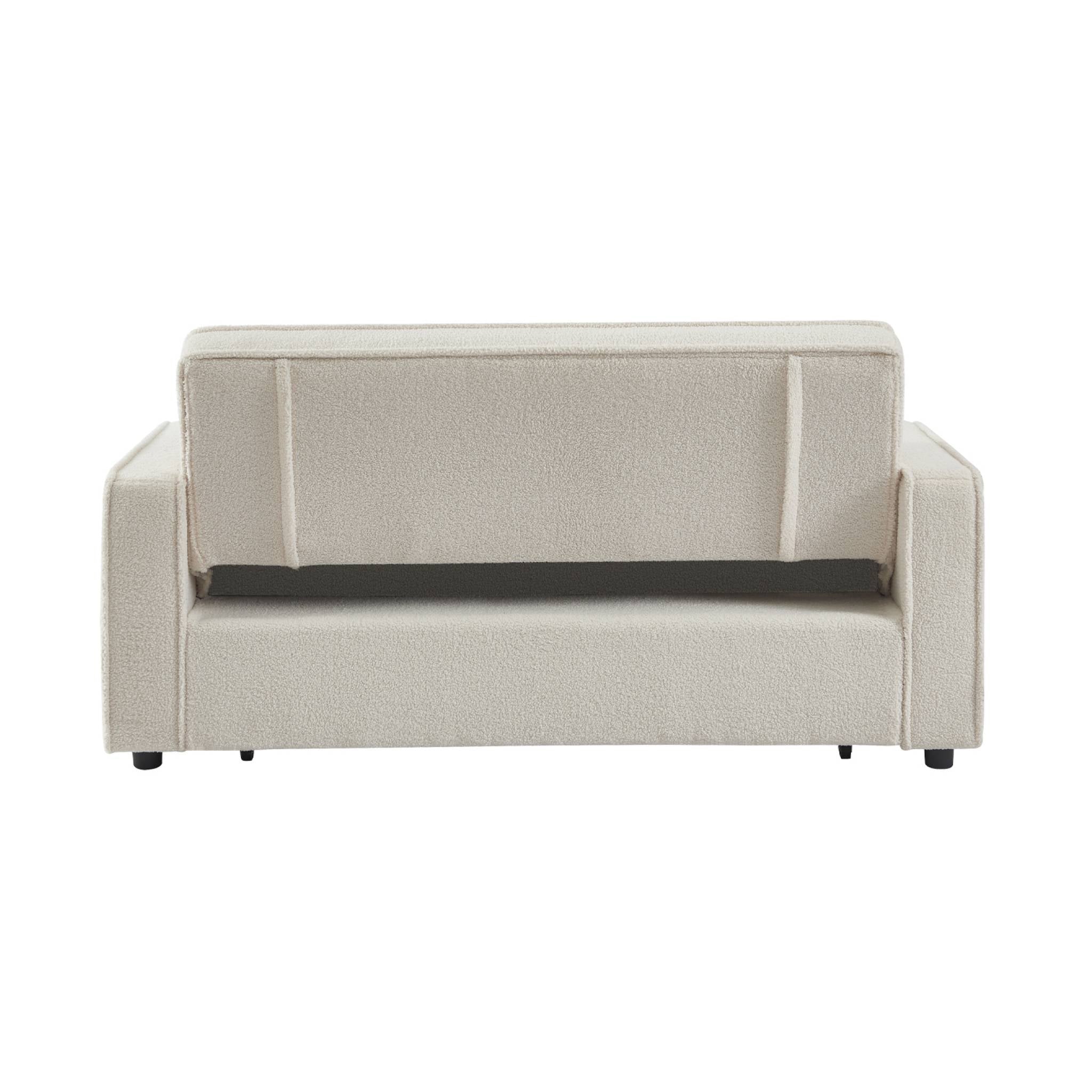 Divano letto bouclé a 3 posti, crema