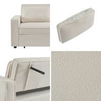 Divano letto bouclé a 3 posti, crema