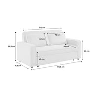 Divano letto bouclé a 3 posti, crema