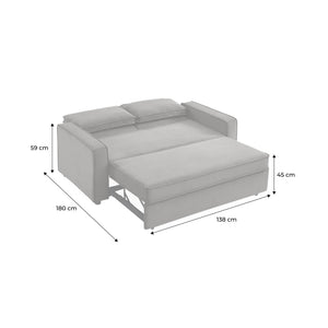 Divano letto a 3 posti in velluto a coste, beige