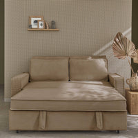 Divano letto a 3 posti in velluto a coste, beige