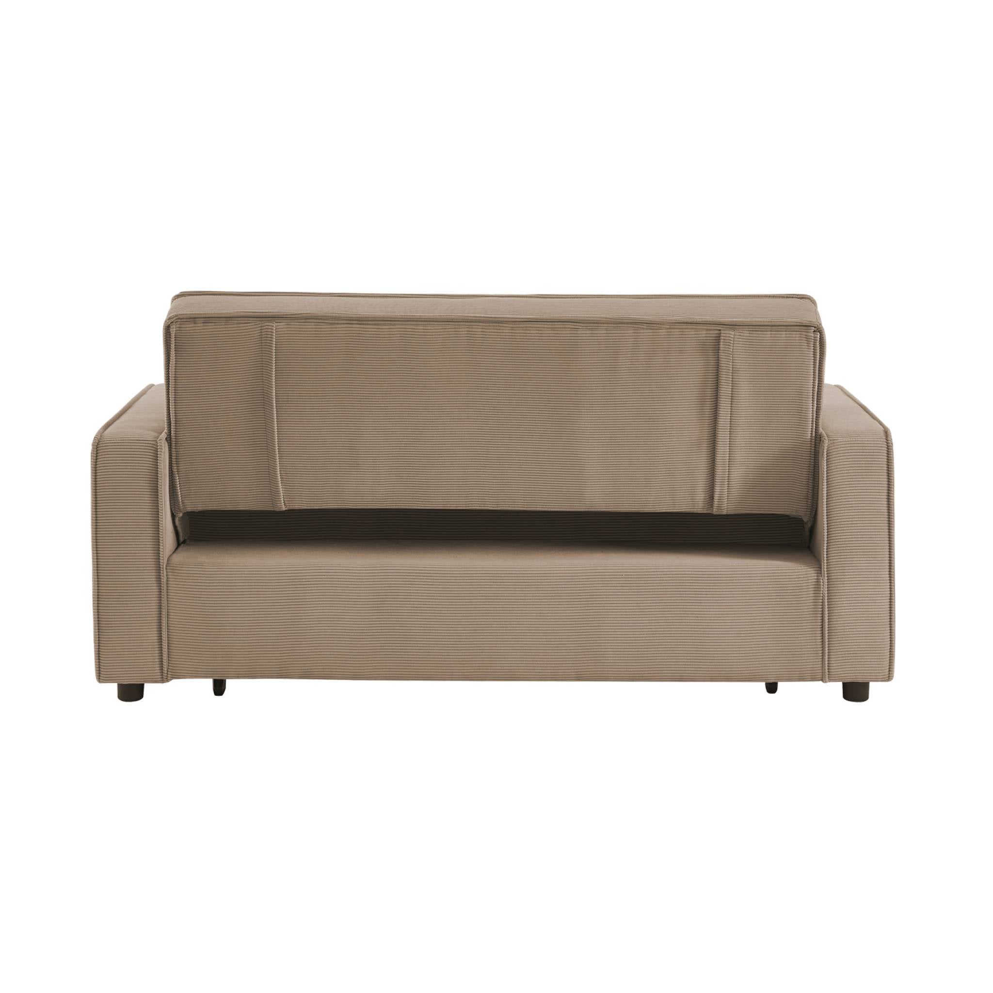 Divano letto a 3 posti in velluto a coste, beige