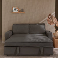 Divano letto a 3 posti in velluto a coste, grigio