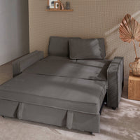 Divano letto a 3 posti in velluto a coste, grigio