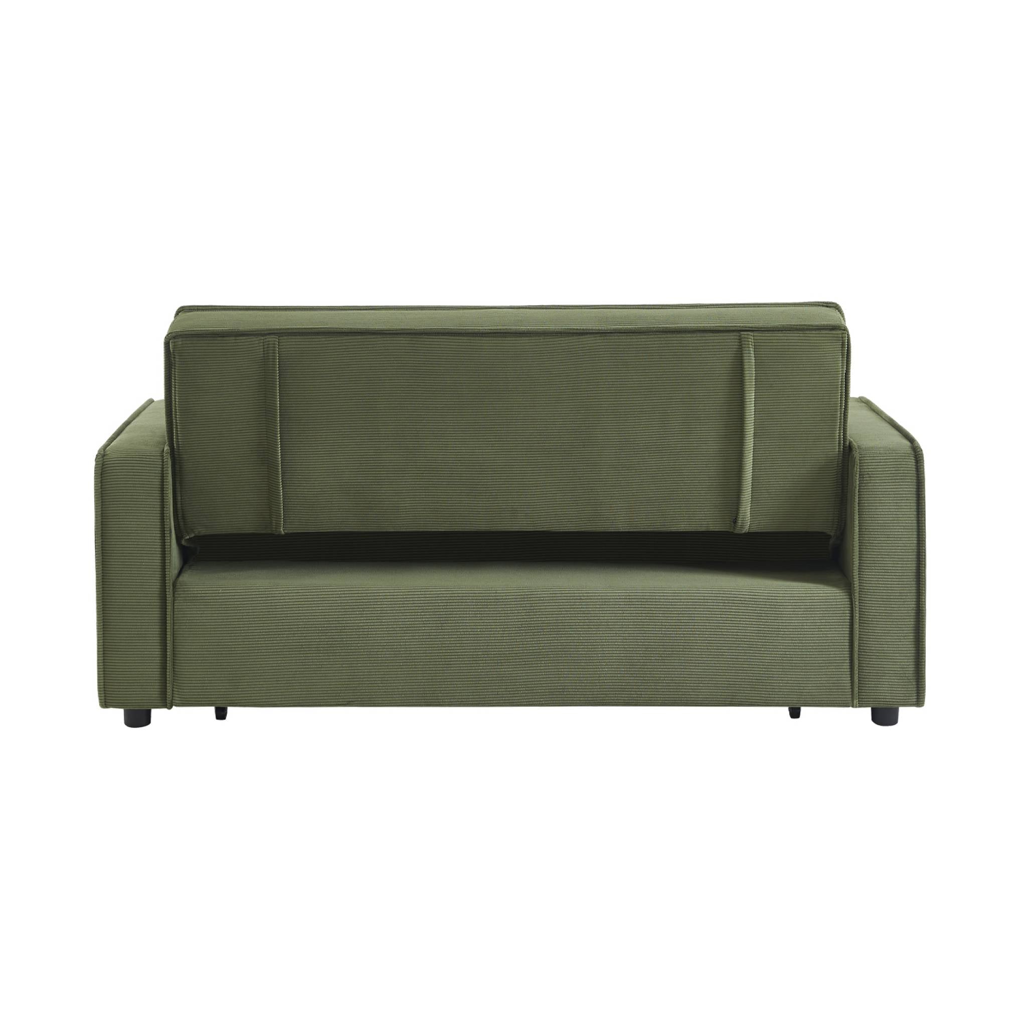 Divano letto a 3 posti in velluto a coste, kaki